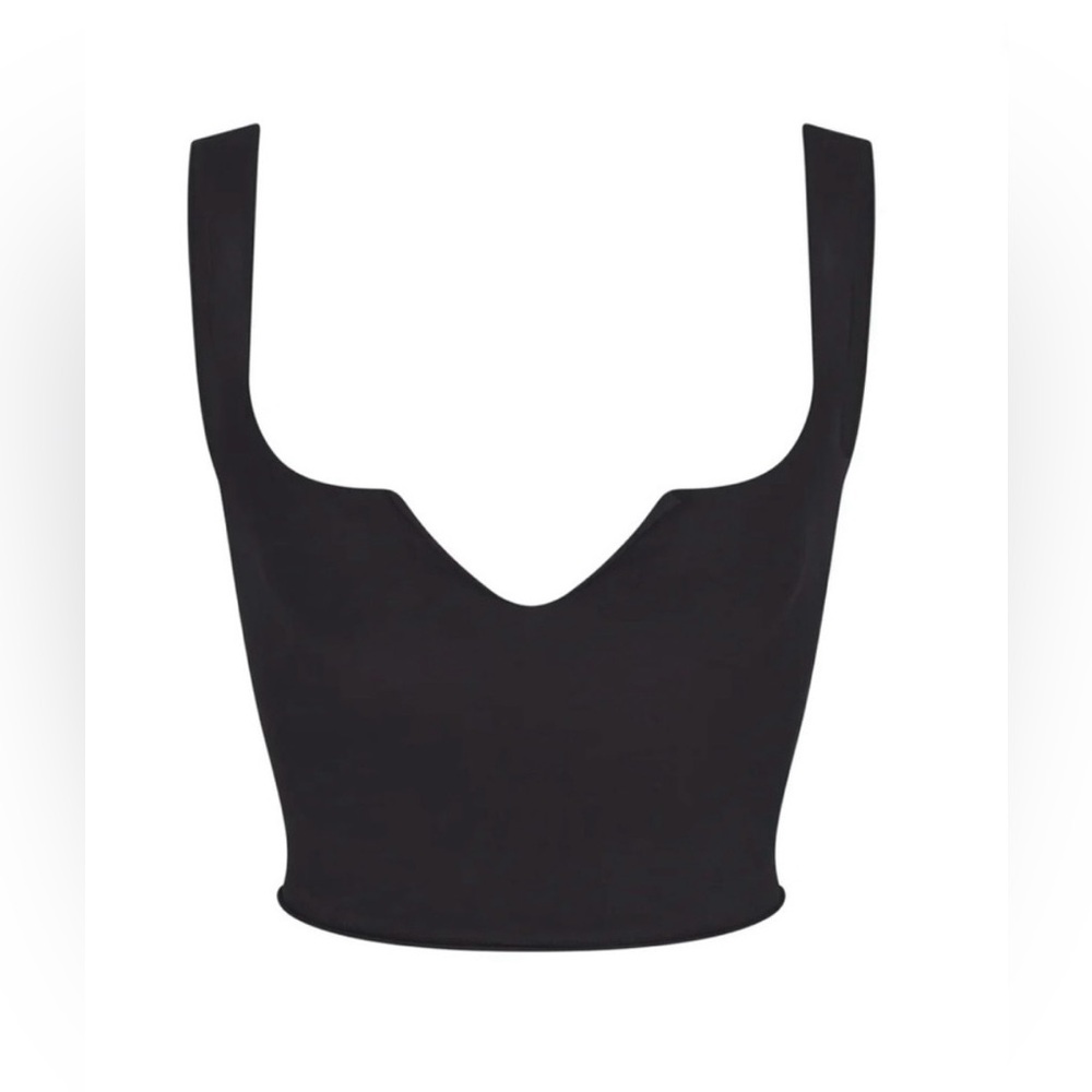 SKIMS Raw Edge Slit Front Cropped Cami | Onyx | NWT. XS.